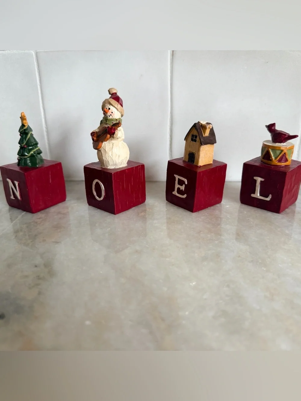 Vintage Kohl’s NOEL Holiday Block Set - Red Wooden Christmas Decor